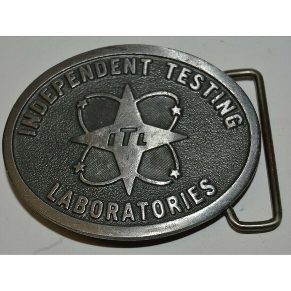 Vintage Independent Testing Laboratories Science LAB Nerd Belt Buckle Rare - Picture 1 of 6